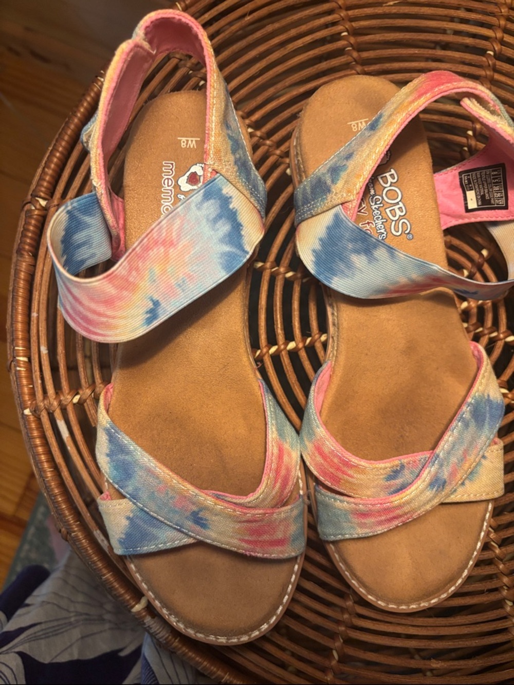 Skechers BOBS Tie-Dye Slingback Sandals in Pink and Blue